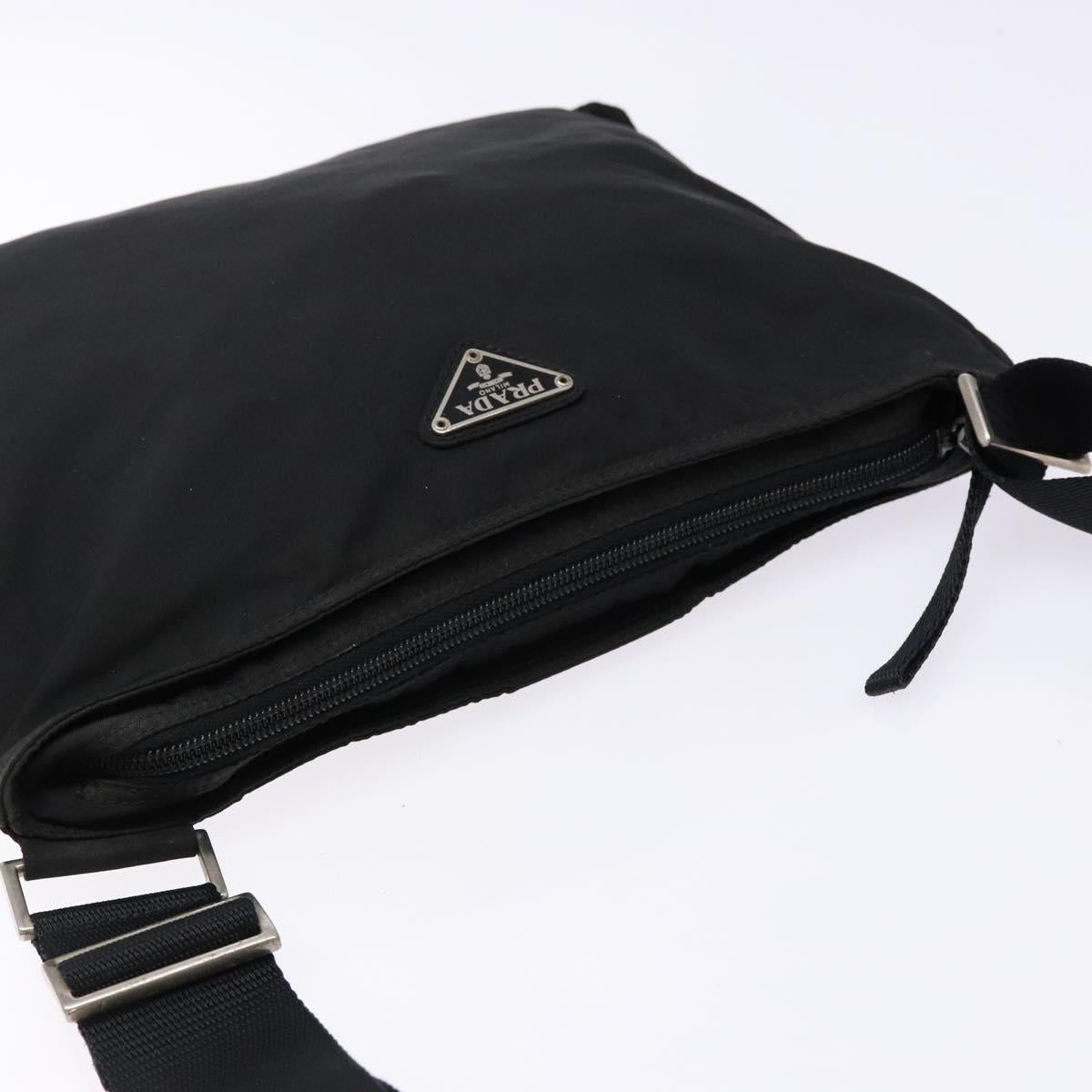 PRADA Shoulder Bag Nylon Black Silver Auth ar13740