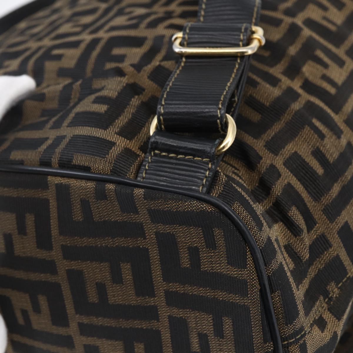 FENDI Zucca Canvas Backpack Brown Black gold Auth ar13750