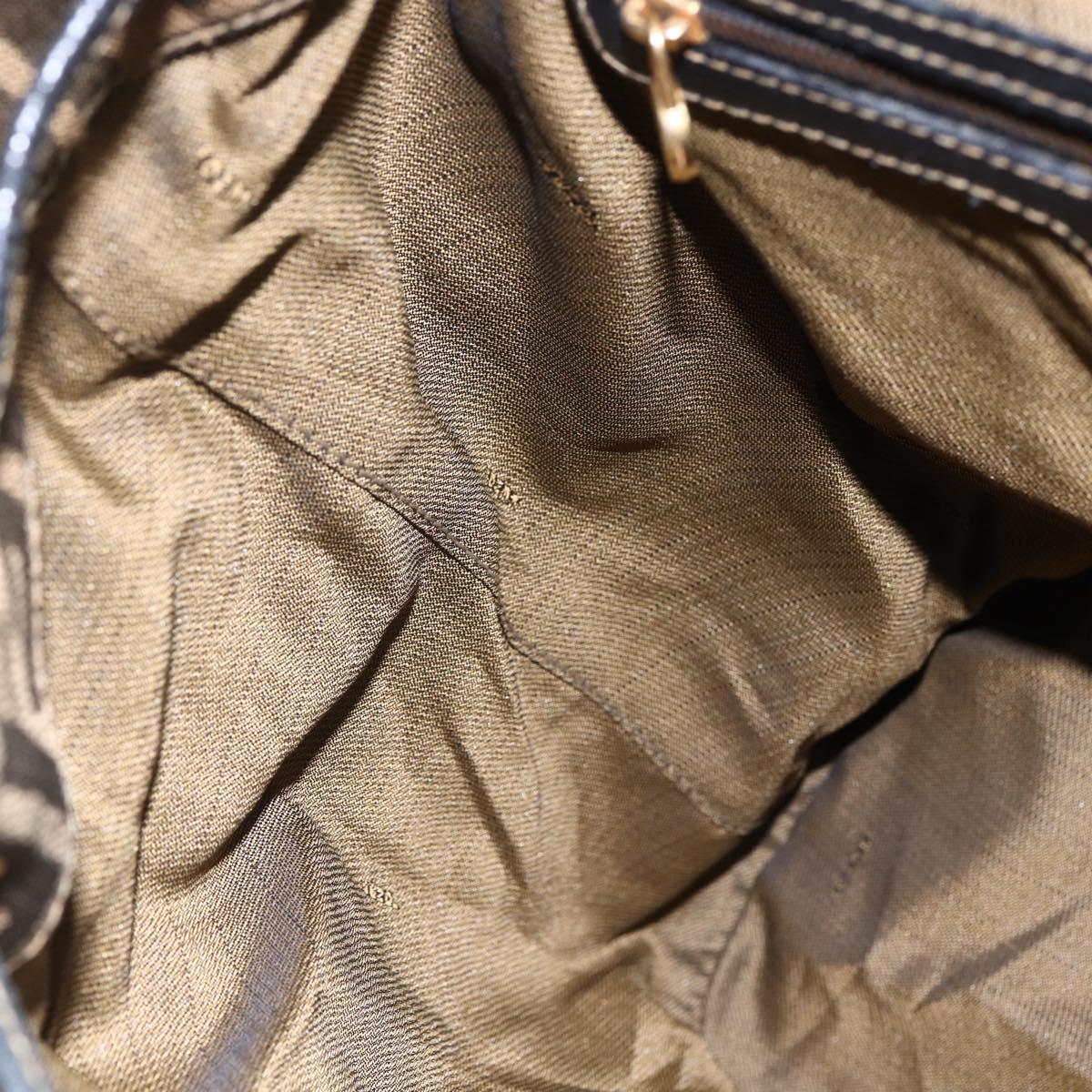 FENDI Zucca Canvas Backpack Brown Black gold Auth ar13750