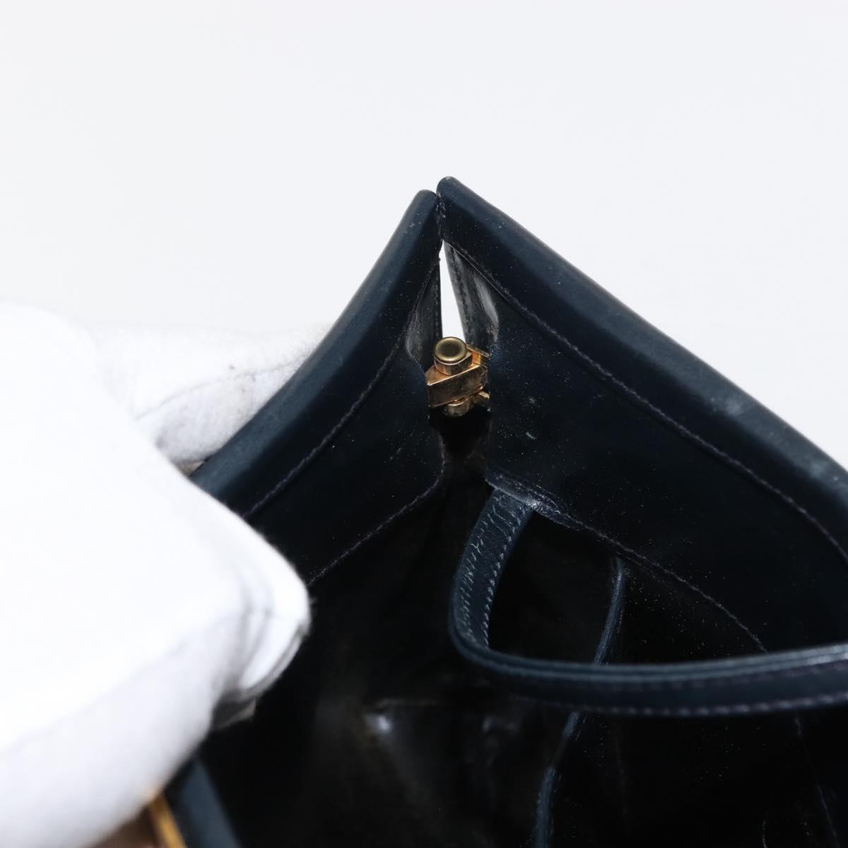 Salvatore Ferragamo Vala Shoulder Bag Leather Navy Gold Auth ar13751