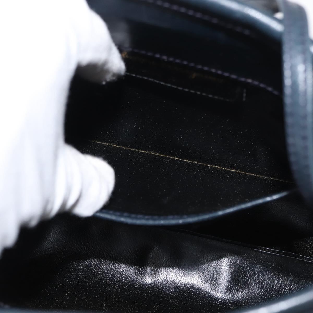 Salvatore Ferragamo Vala Shoulder Bag Leather Navy Gold Auth ar13751