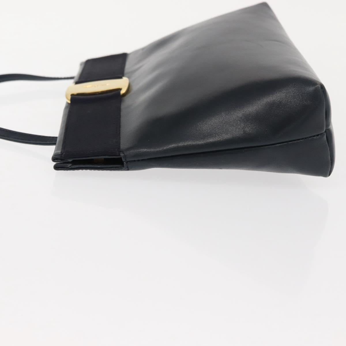 Salvatore Ferragamo Vala Shoulder Bag Leather Navy Gold Auth ar13751