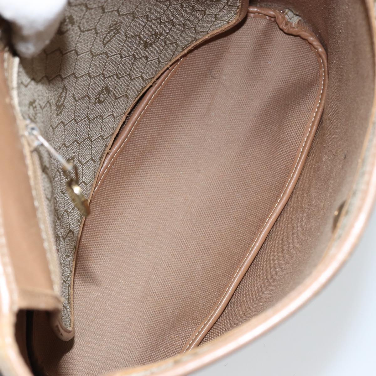 Christian Dior Honeycomb Canvas Shoulder Bag PVC Leather Beige Gold Auth ar13753