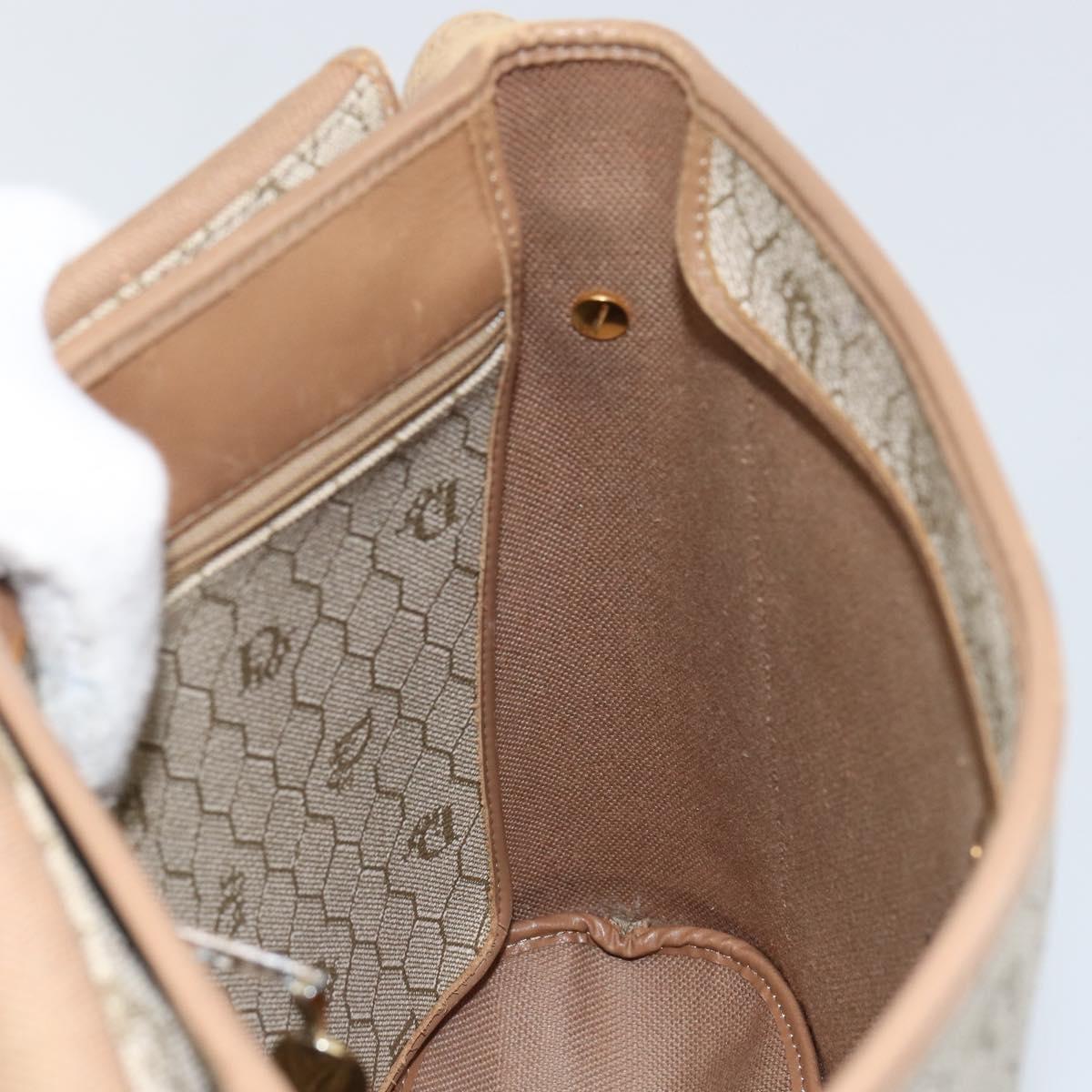 Christian Dior Honeycomb Canvas Shoulder Bag PVC Leather Beige Gold Auth ar13753