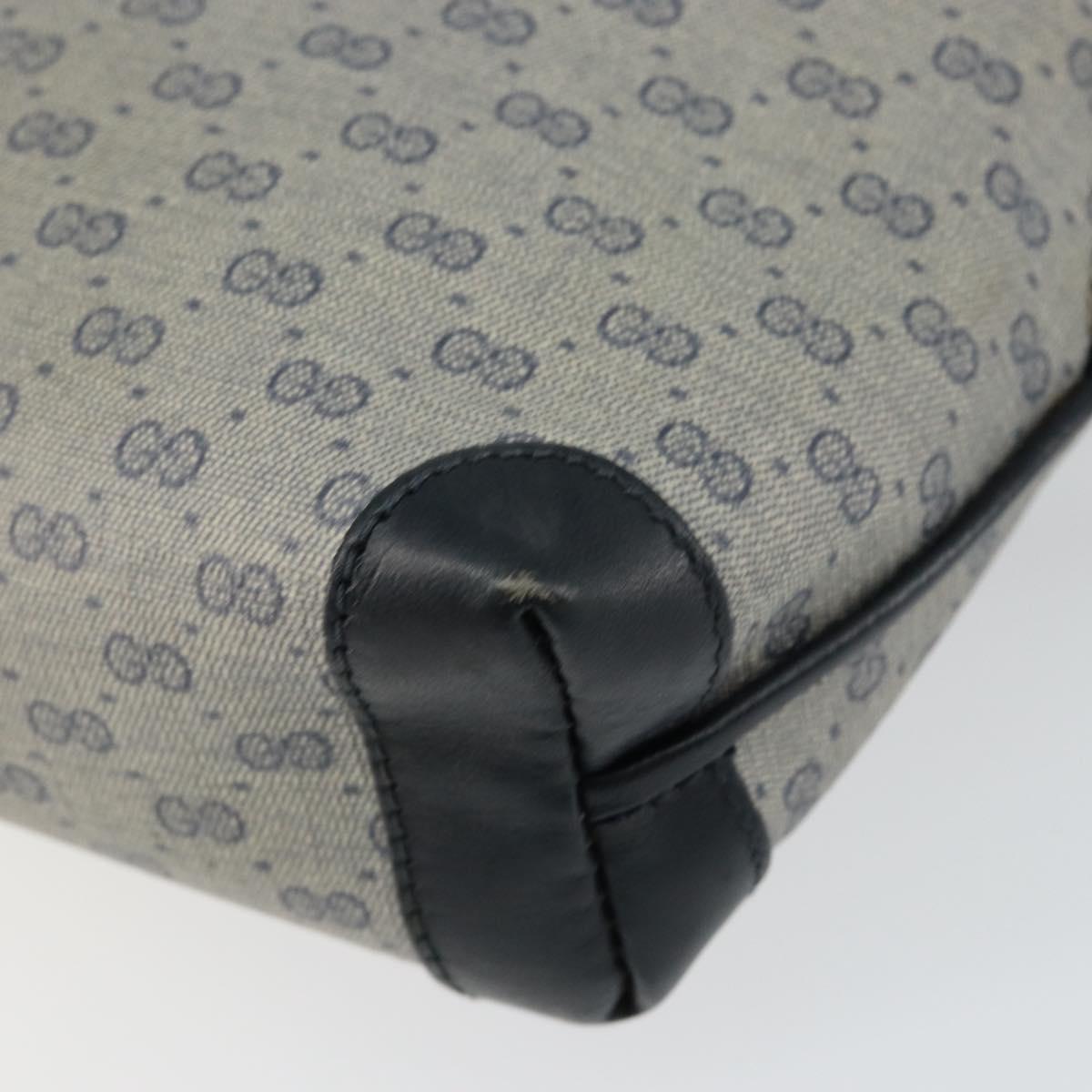 GUCCI Micro GG Canvas Bag PVC Leather Navy Gold 007 115 0093 Auth ar13754