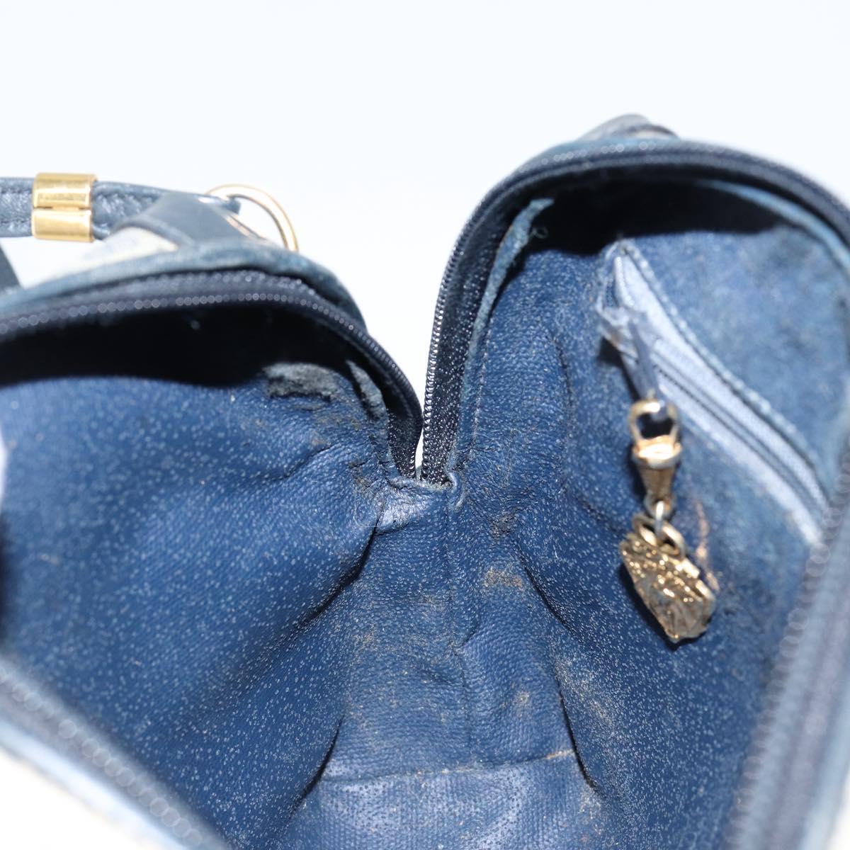 GUCCI Micro GG Canvas Bag PVC Leather Navy Gold 007 115 0093 Auth ar13754