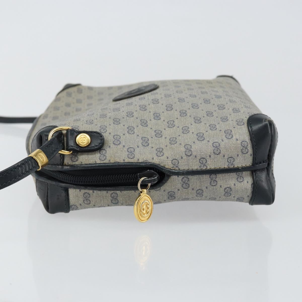 GUCCI Micro GG Canvas Bag PVC Leather Navy Gold 007 115 0093 Auth ar13754