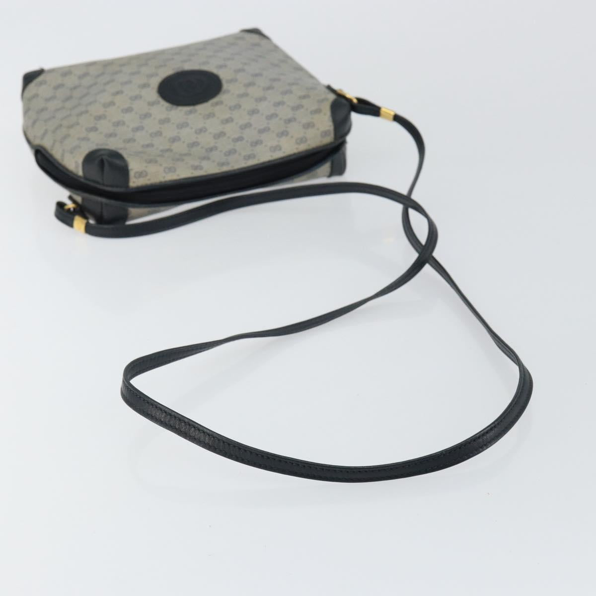 GUCCI Micro GG Canvas Bag PVC Leather Navy Gold 007 115 0093 Auth ar13754