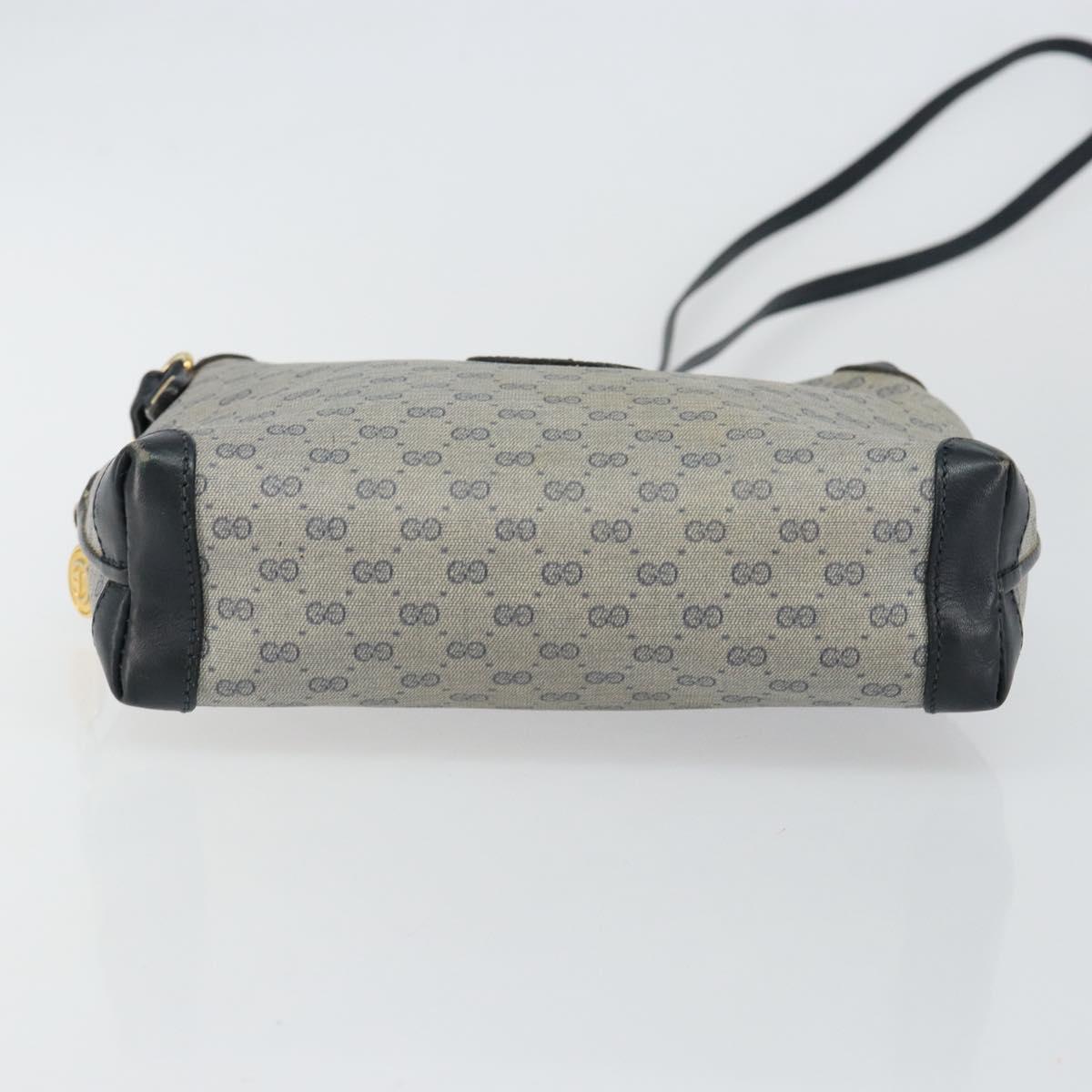 GUCCI Micro GG Canvas Bag PVC Leather Navy Gold 007 115 0093 Auth ar13754