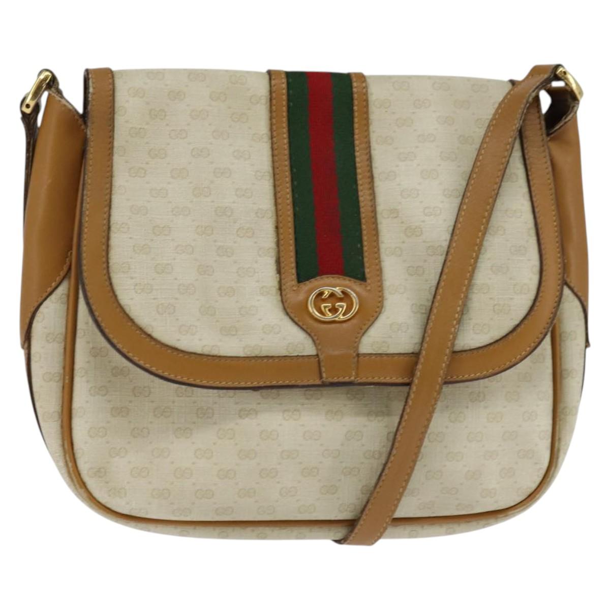 GUCCI Micro GG Supreme Web Sherry Line Bag PVC Beige 001 115 0914 Auth ar13755