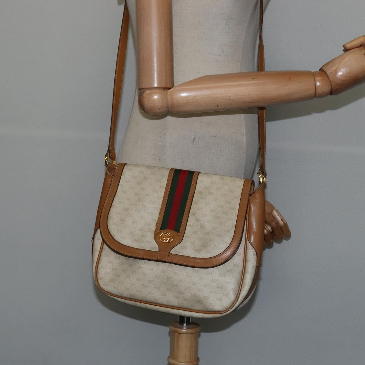 GUCCI Micro GG Supreme Web Sherry Line Bag PVC Beige 001 115 0914 Auth ar13755