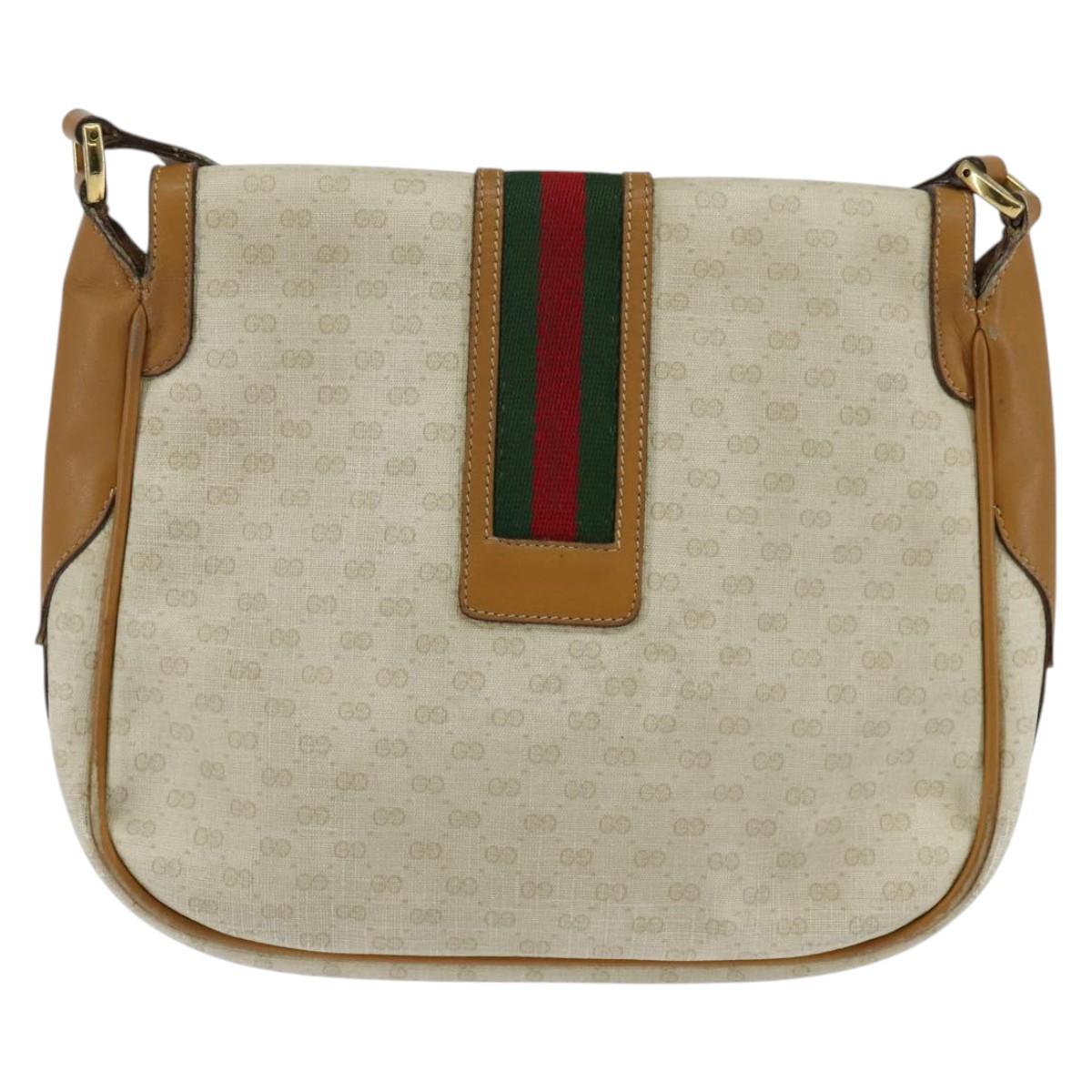 GUCCI Micro GG Supreme Web Sherry Line Bag PVC Beige 001 115 0914 Auth ar13755
