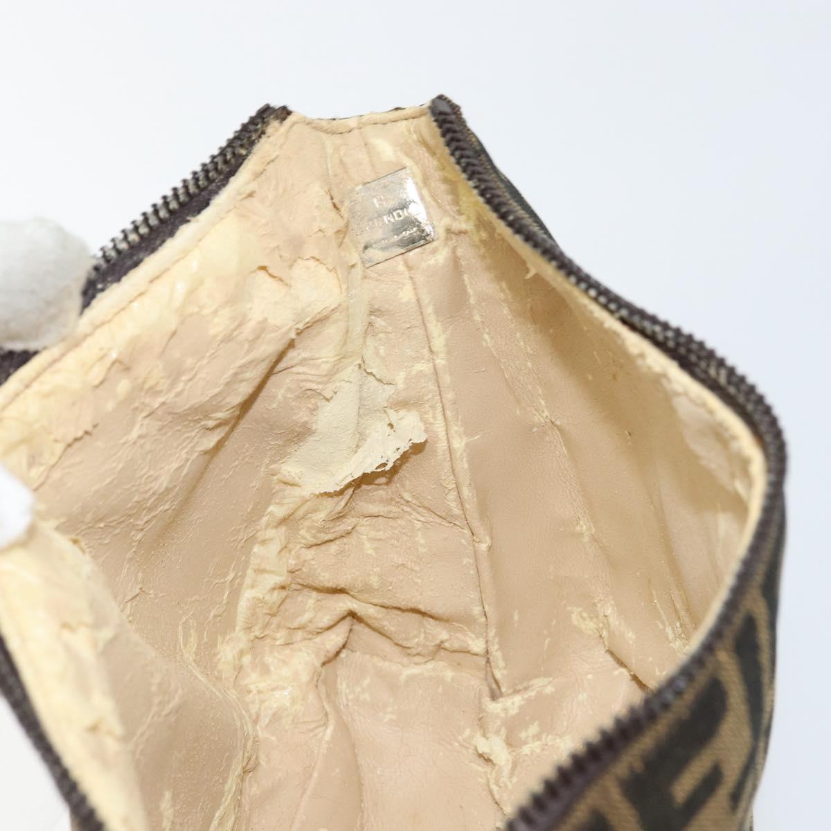 FENDI Zucca Canvas Vanity Hand Bag Black Brown Auth ar13759