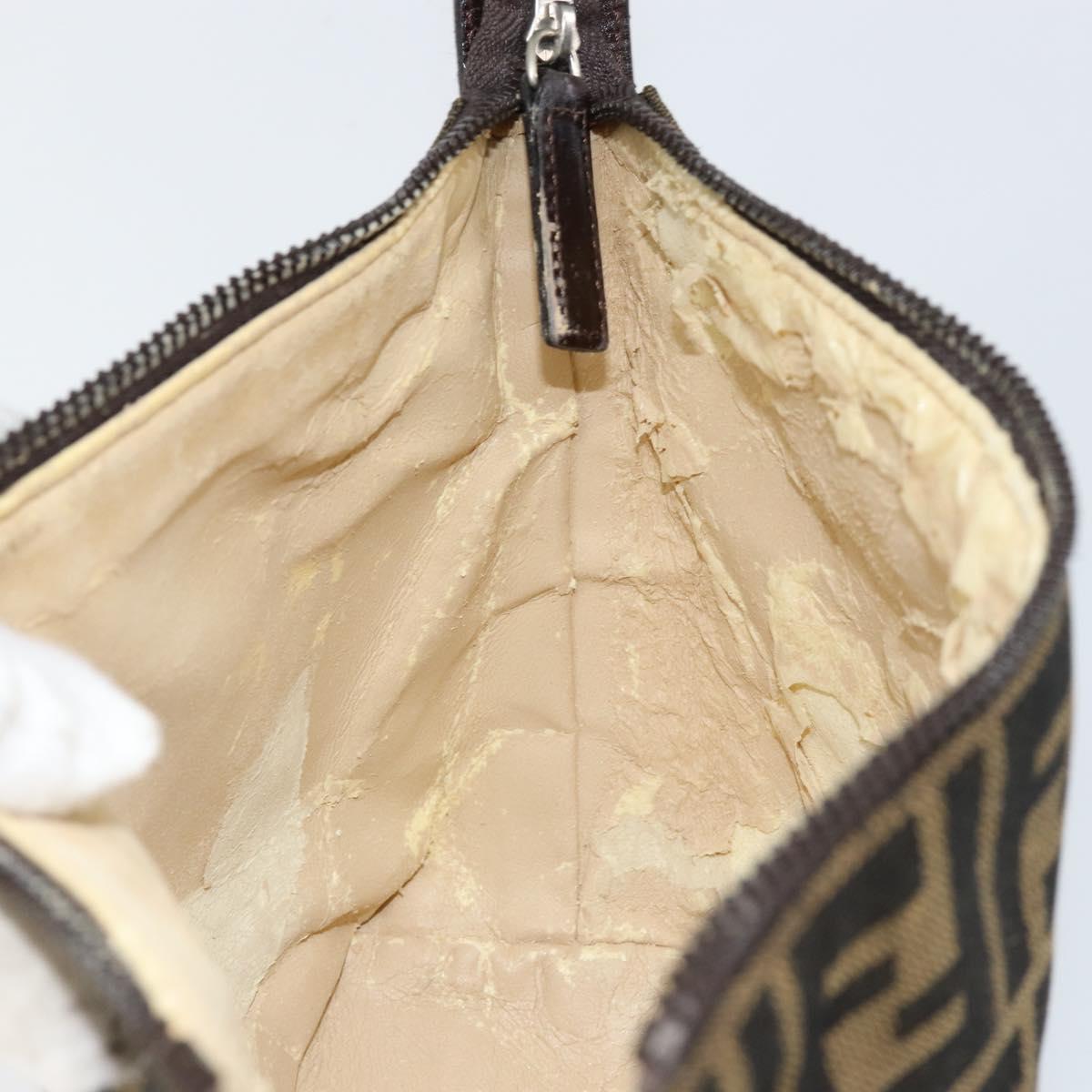 FENDI Zucca Canvas Vanity Hand Bag Black Brown Auth ar13759