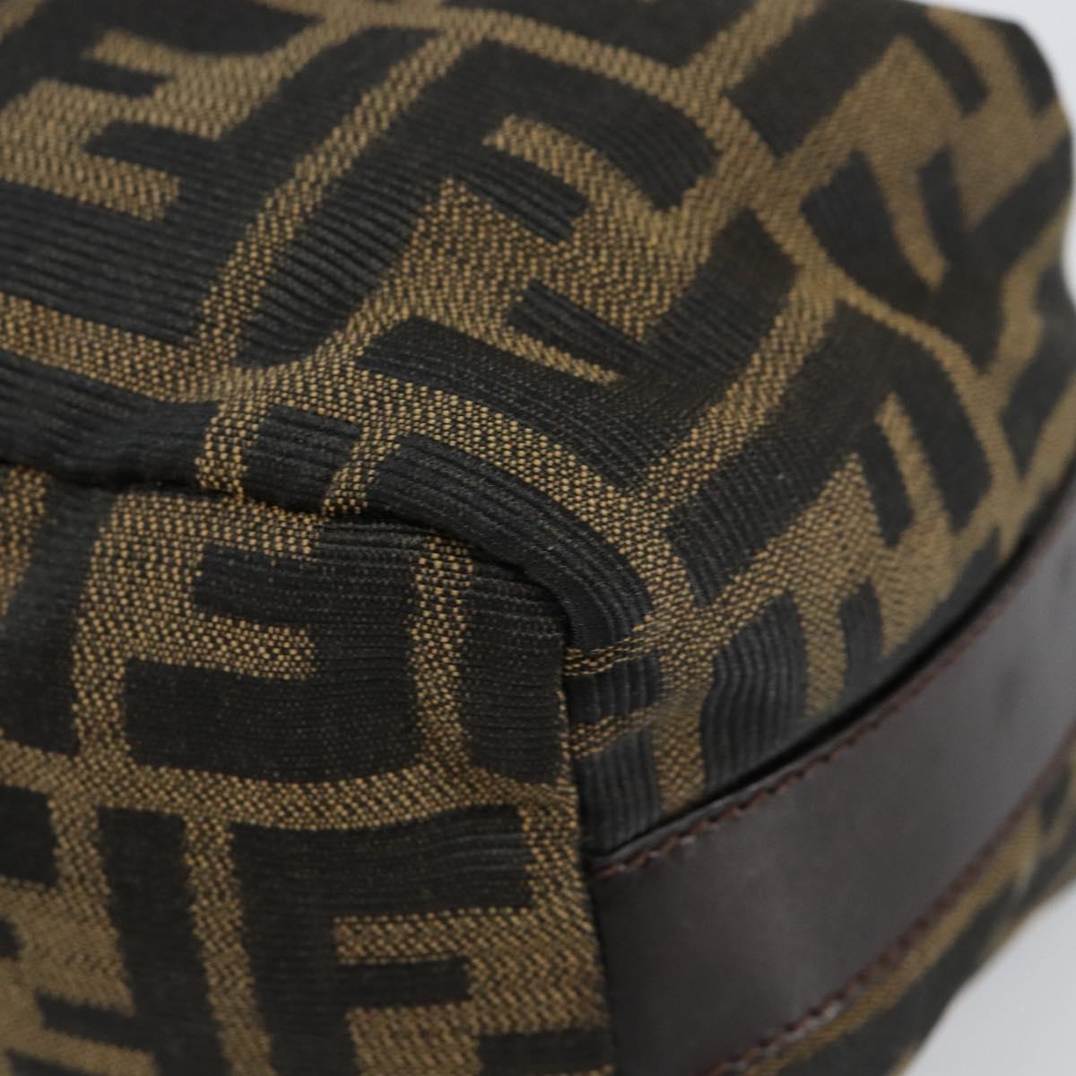 FENDI Zucca Canvas Vanity Hand Bag Black Brown Auth ar13759
