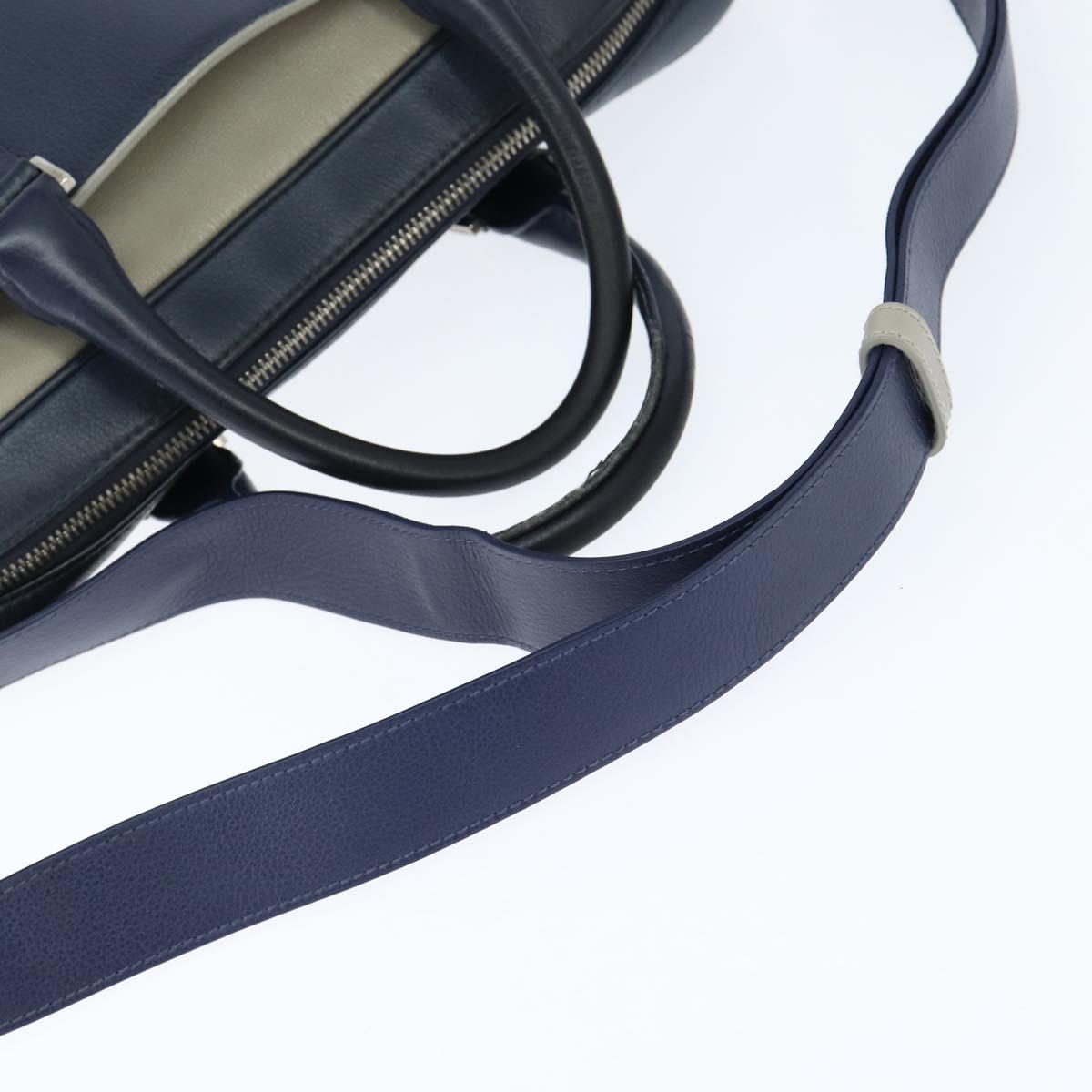 Christian Dior Business Bag Leather 2ways Navy Silver Auth ar13763