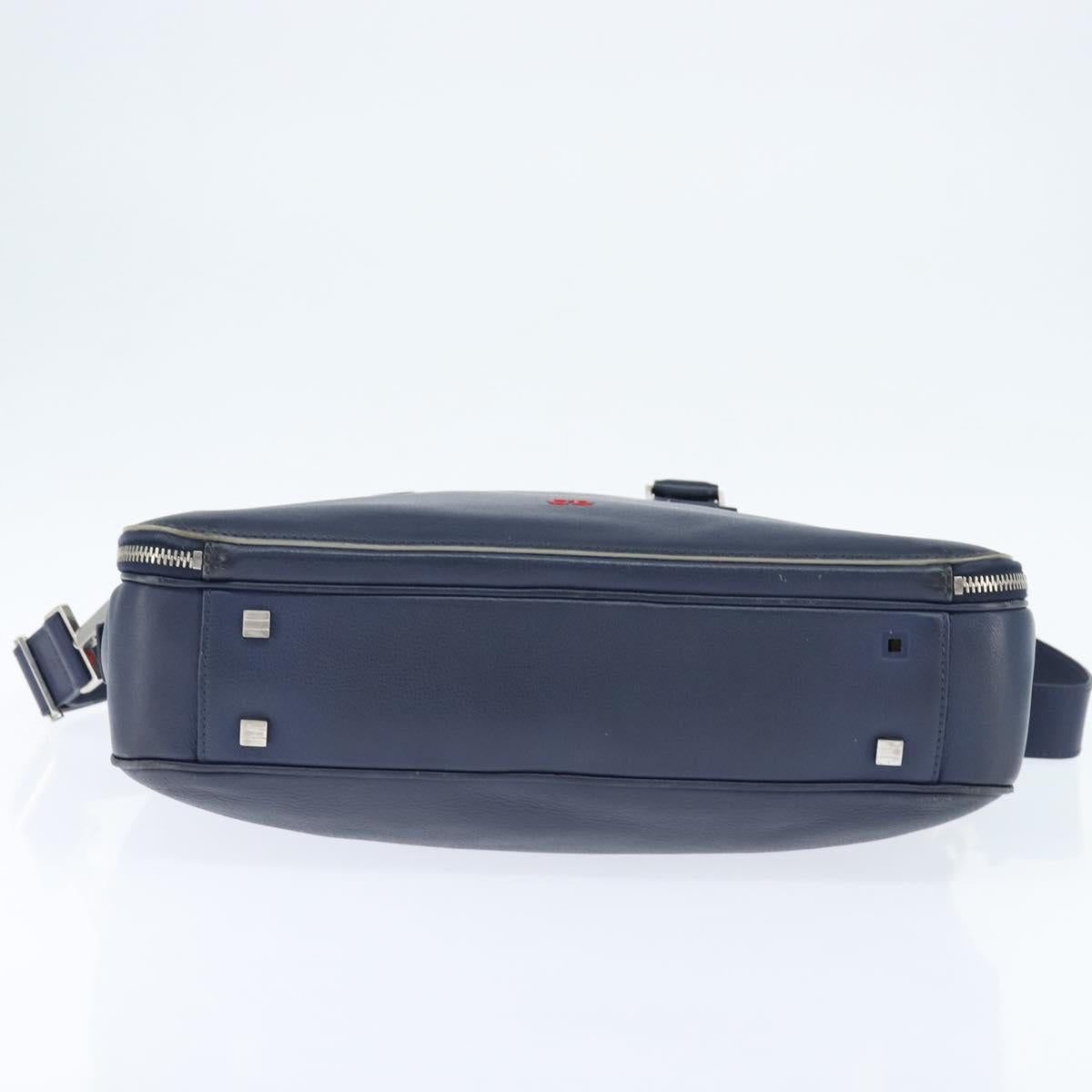 Christian Dior Business Bag Leather 2ways Navy Silver Auth ar13763