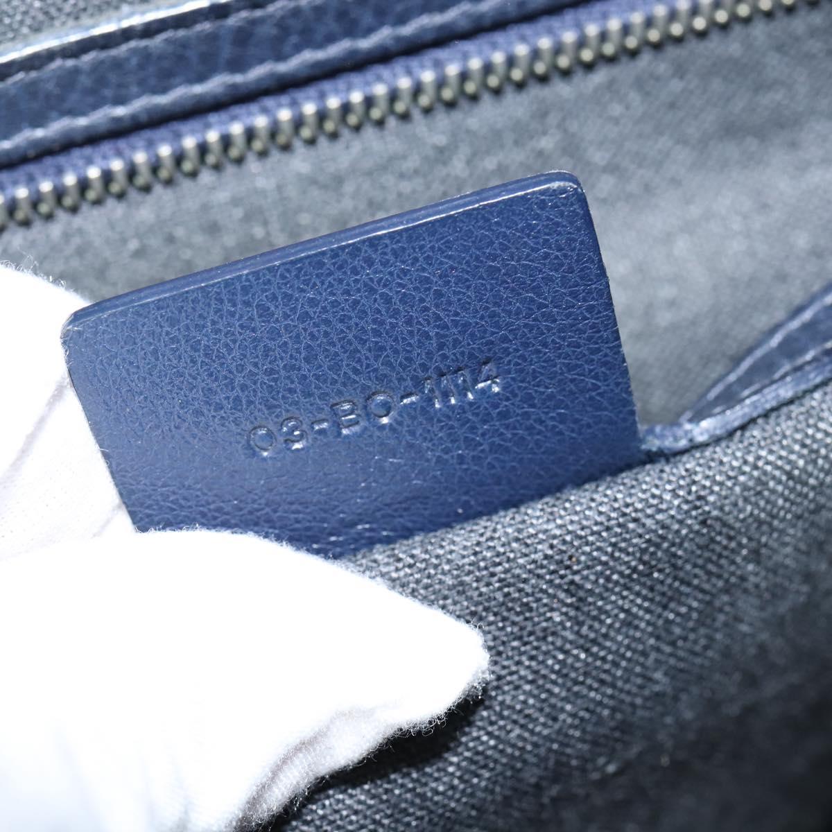 Christian Dior Business Bag Leather 2ways Navy Silver Auth ar13763