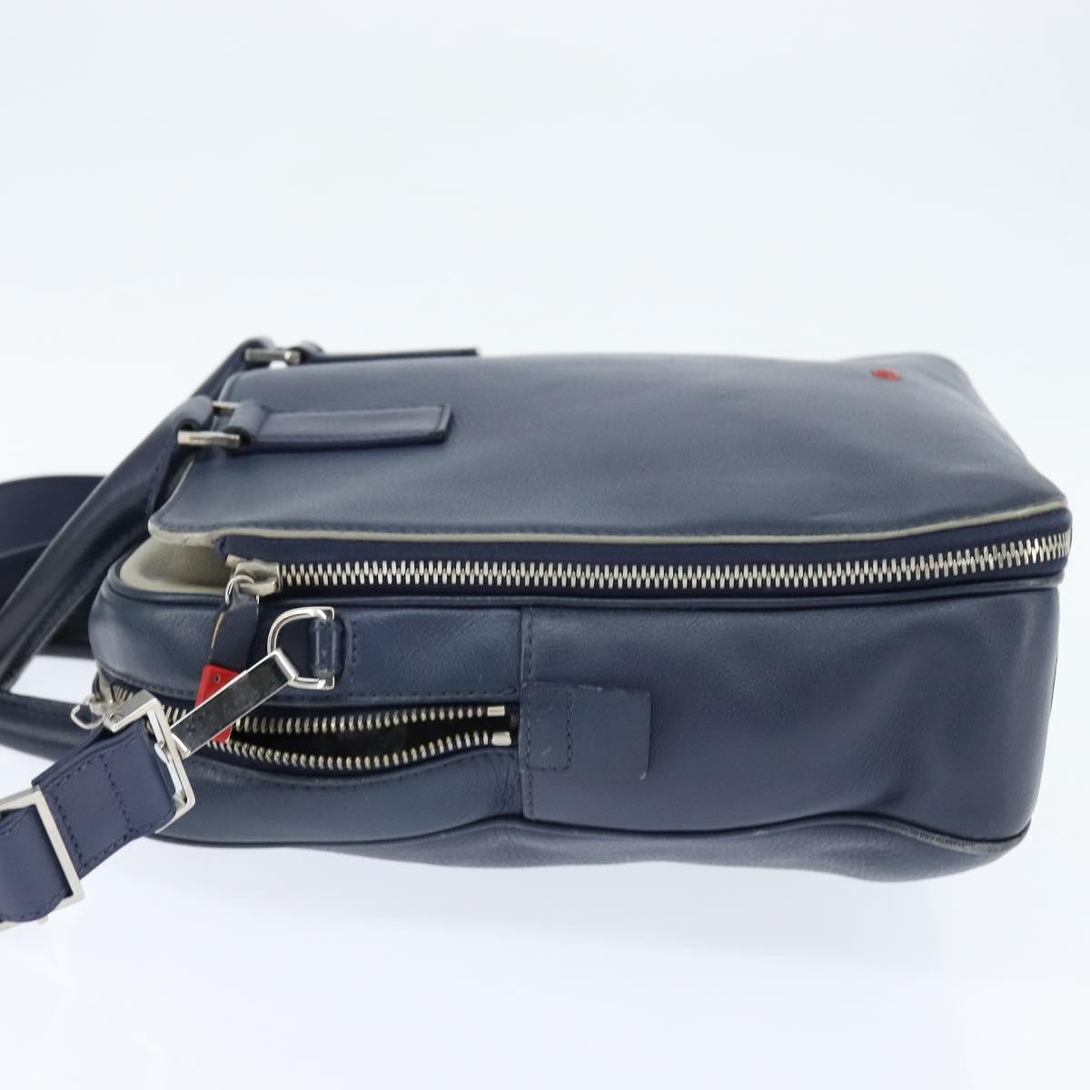 Christian Dior Business Bag Leather 2ways Navy Silver Auth ar13763