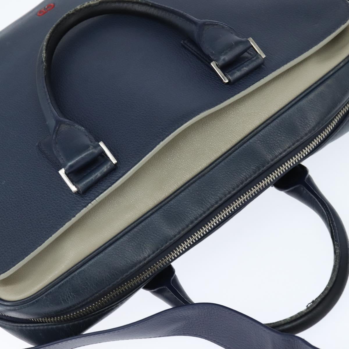 Christian Dior Business Bag Leather 2ways Navy Silver Auth ar13763