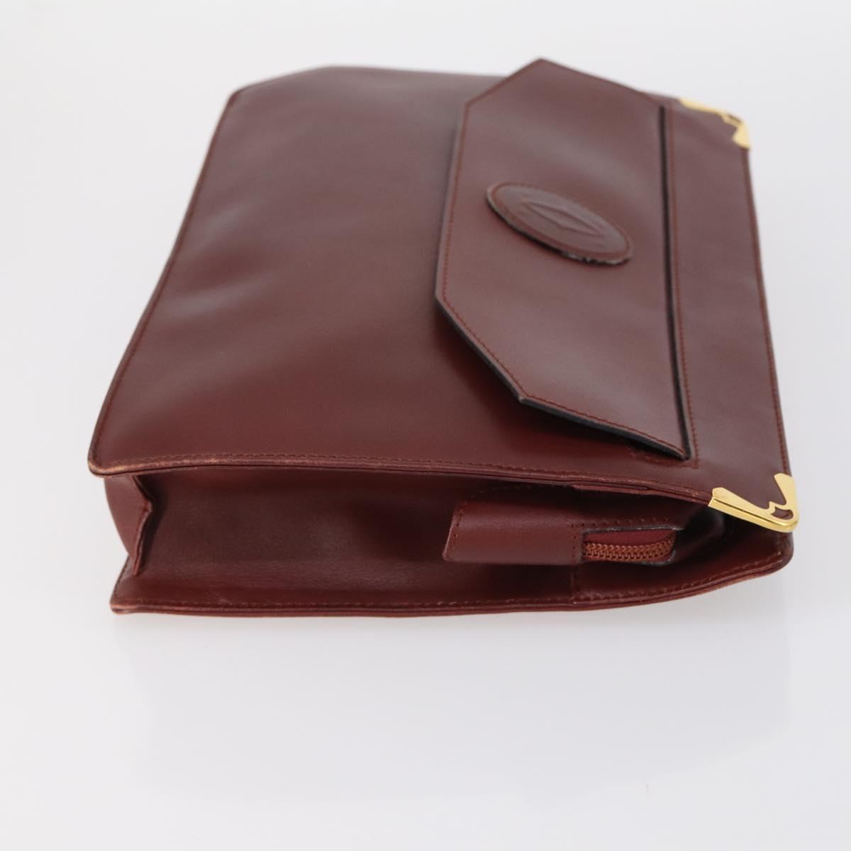 CARTIER Must Line Clutch Bag Leather 3 Set Bordeaux Black beige Auth ar13766