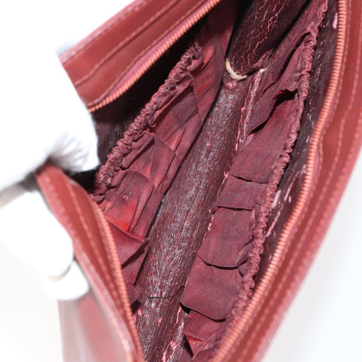 CARTIER Must Line Clutch Bag Leather 3 Set Bordeaux Black beige Auth ar13766