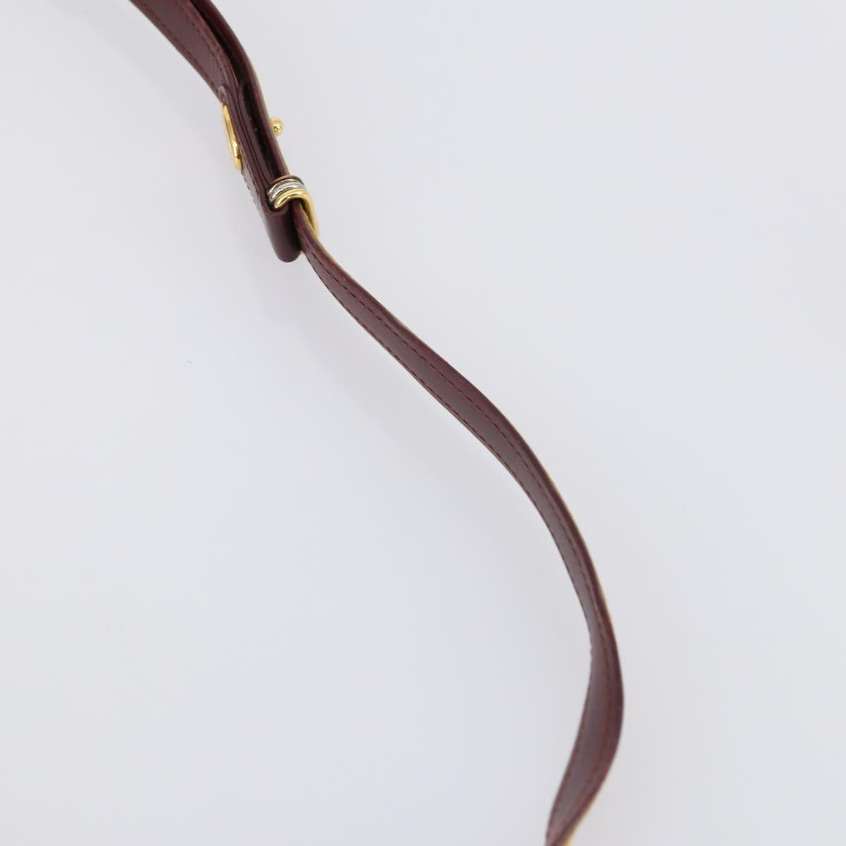 CARTIER Must Line Clutch Bag Leather 3 Set Bordeaux Black beige Auth ar13766