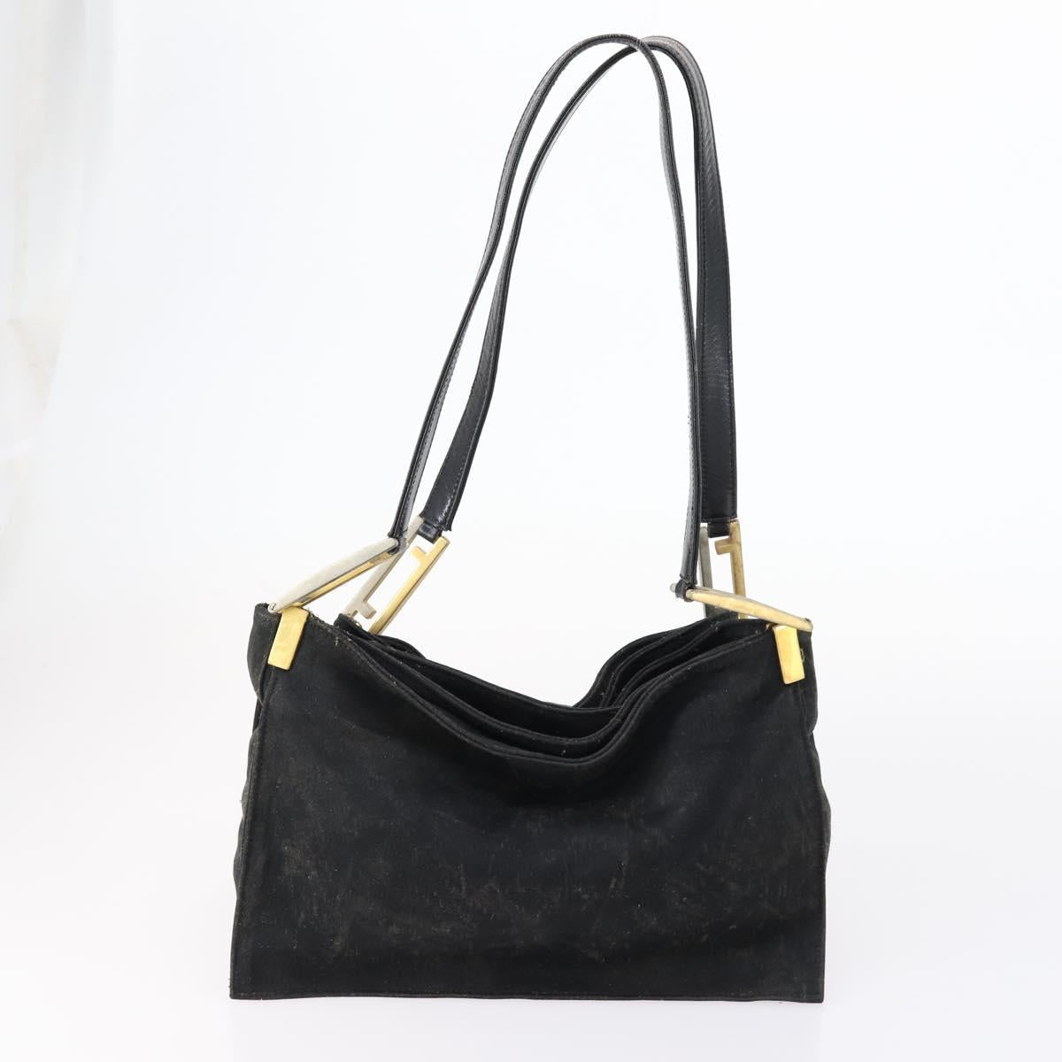 FENDI Pecan Bag Canvas Coated Canvas 3 Set Black Brown Auth ar13768