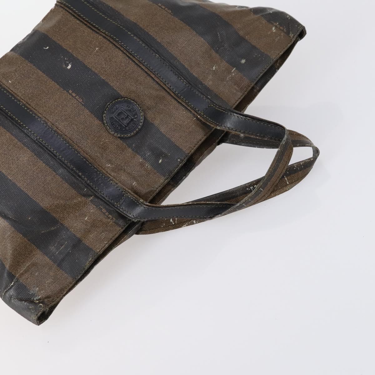 FENDI Pecan Bag Canvas Coated Canvas 3 Set Black Brown Auth ar13768