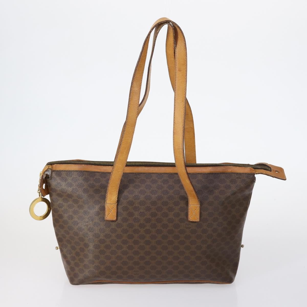 CELINE Macadam C Macadam Bag PVC Suede 4 Set Beige Brown Auth ar13769