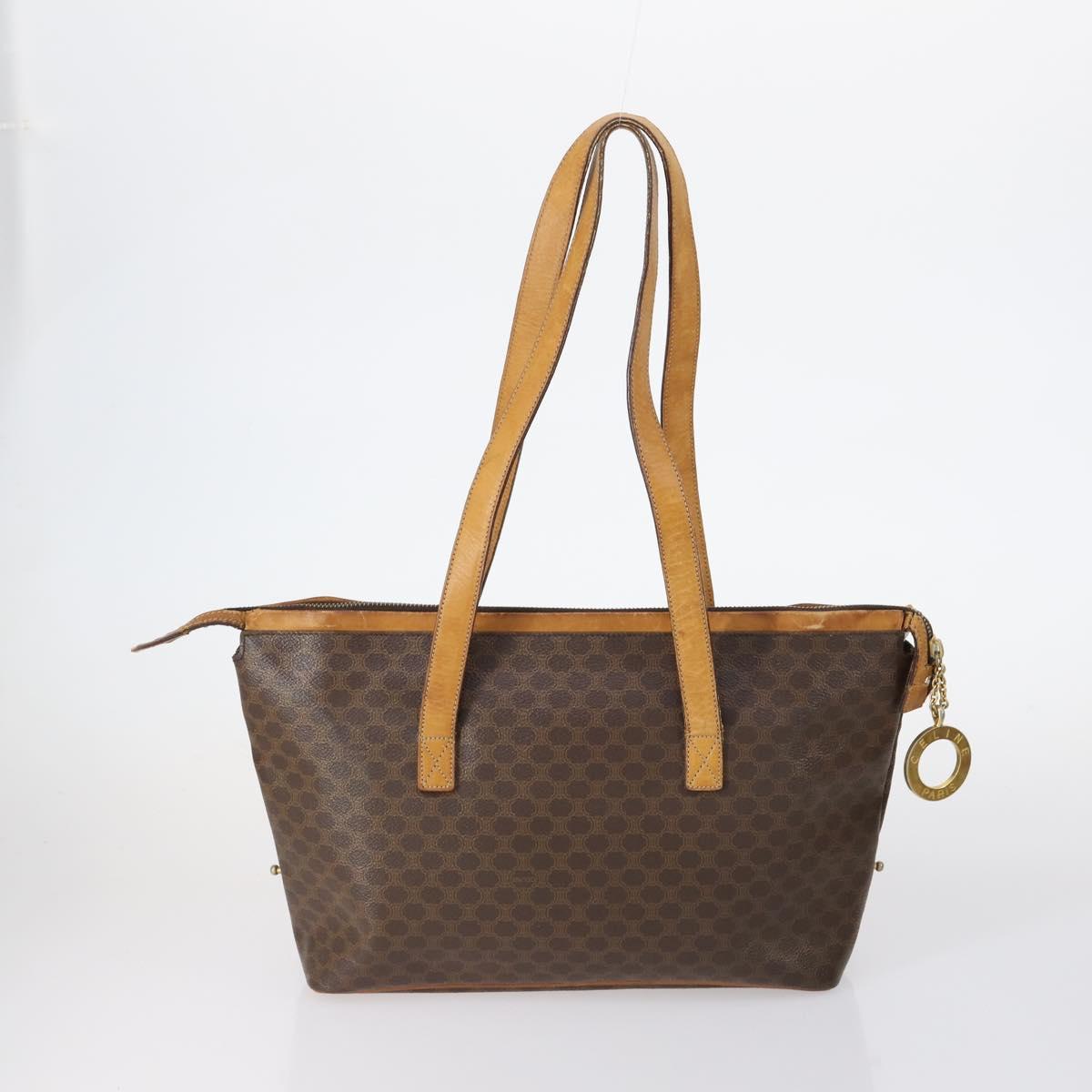 CELINE Macadam C Macadam Bag PVC Suede 4 Set Beige Brown Auth ar13769