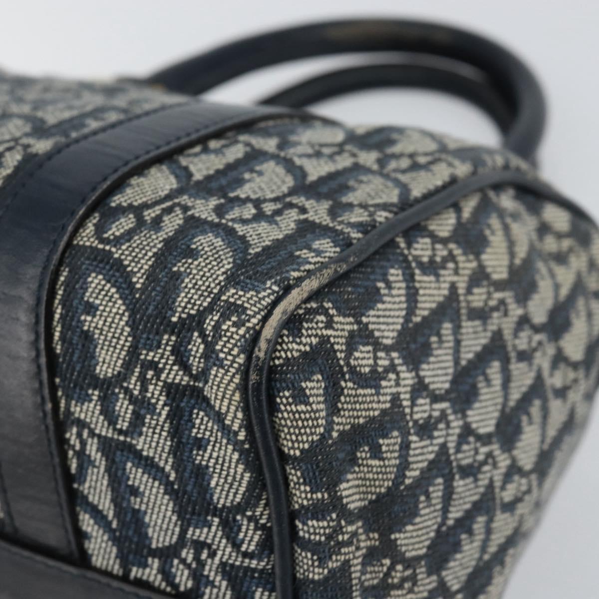 Christian Dior Trotter Canvas Mini Boston Bag Navy Gold Auth ar13772