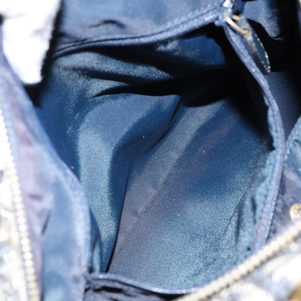 Christian Dior Trotter Canvas Mini Boston Bag Navy Gold Auth ar13772