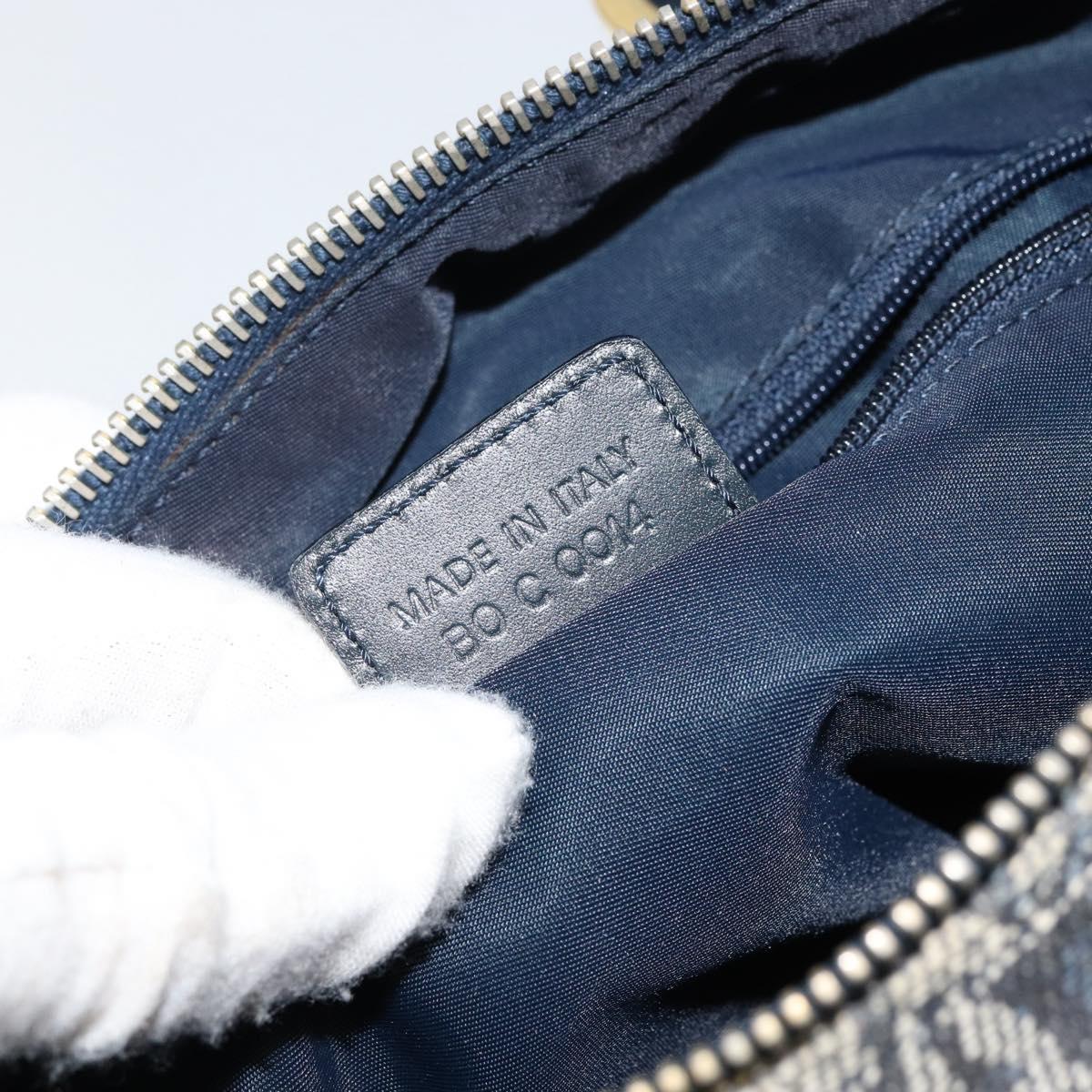 Christian Dior Trotter Canvas Mini Boston Bag Navy Gold Auth ar13772