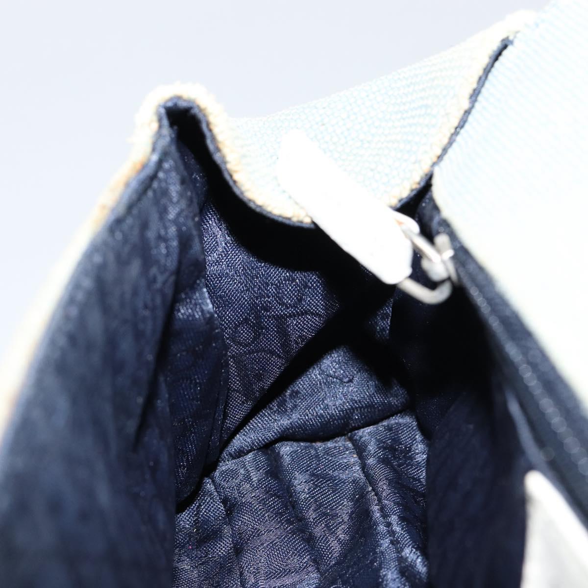 Christian Dior Trotter Canvas Shoulder Bag Light Blue Silver Auth ar13773