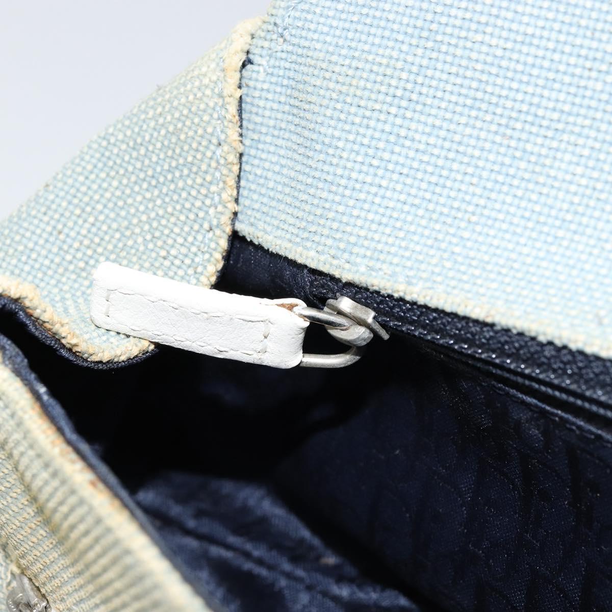 Christian Dior Trotter Canvas Shoulder Bag Light Blue Silver Auth ar13773