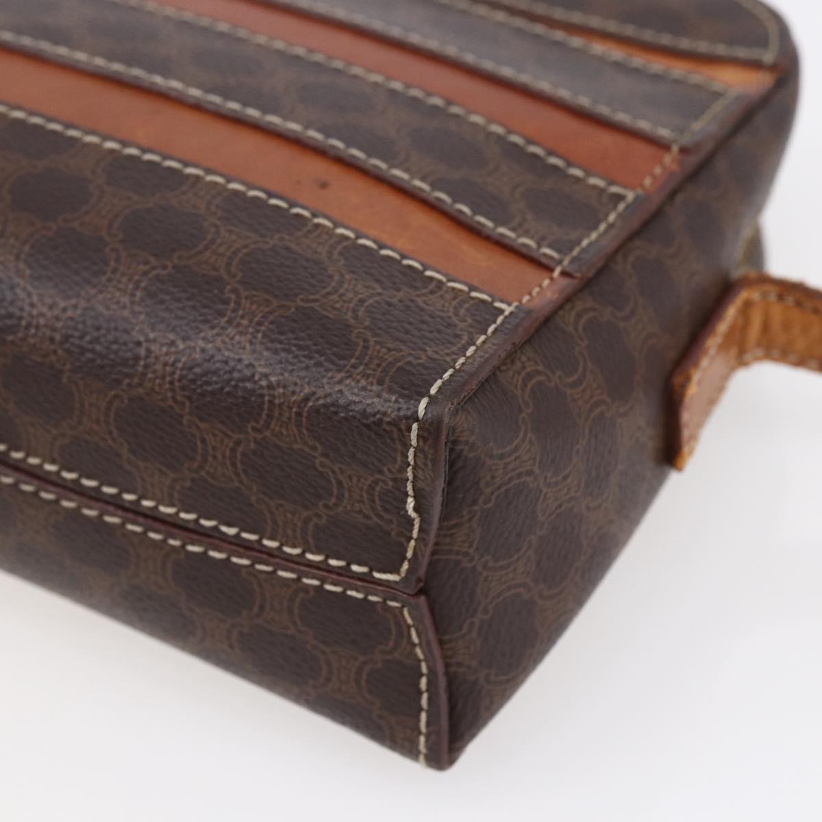 CELINE Macadam Canvas Shoulder Bag PVC Leather Brown Gold Auth ar13775