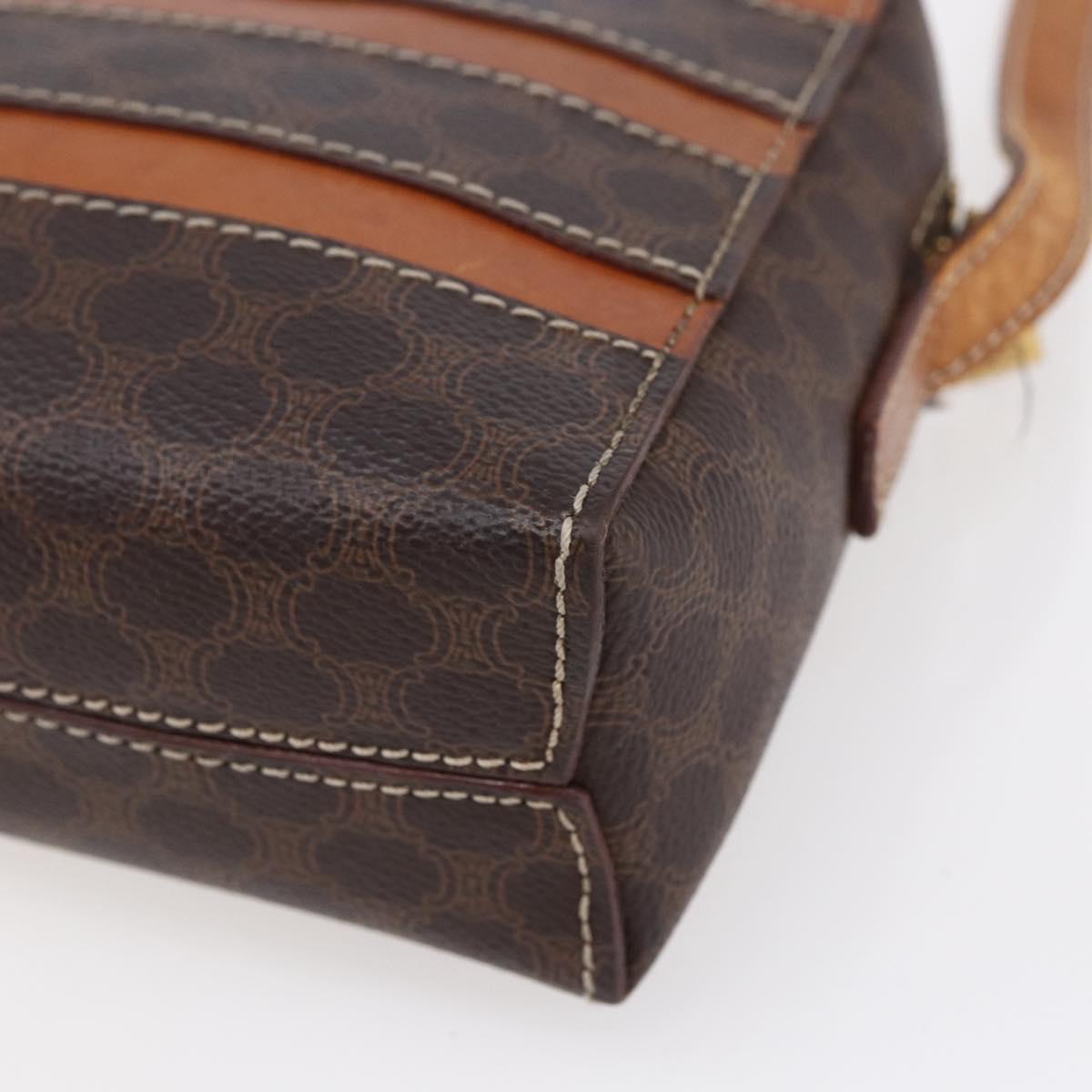 CELINE Macadam Canvas Shoulder Bag PVC Leather Brown Gold Auth ar13775