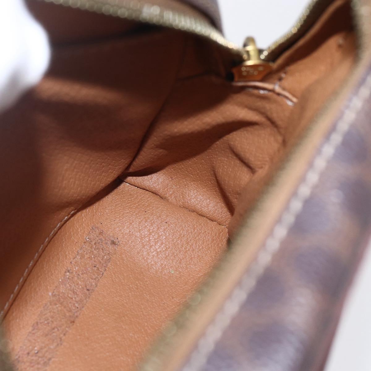 CELINE Macadam Canvas Shoulder Bag PVC Leather Brown Gold Auth ar13775