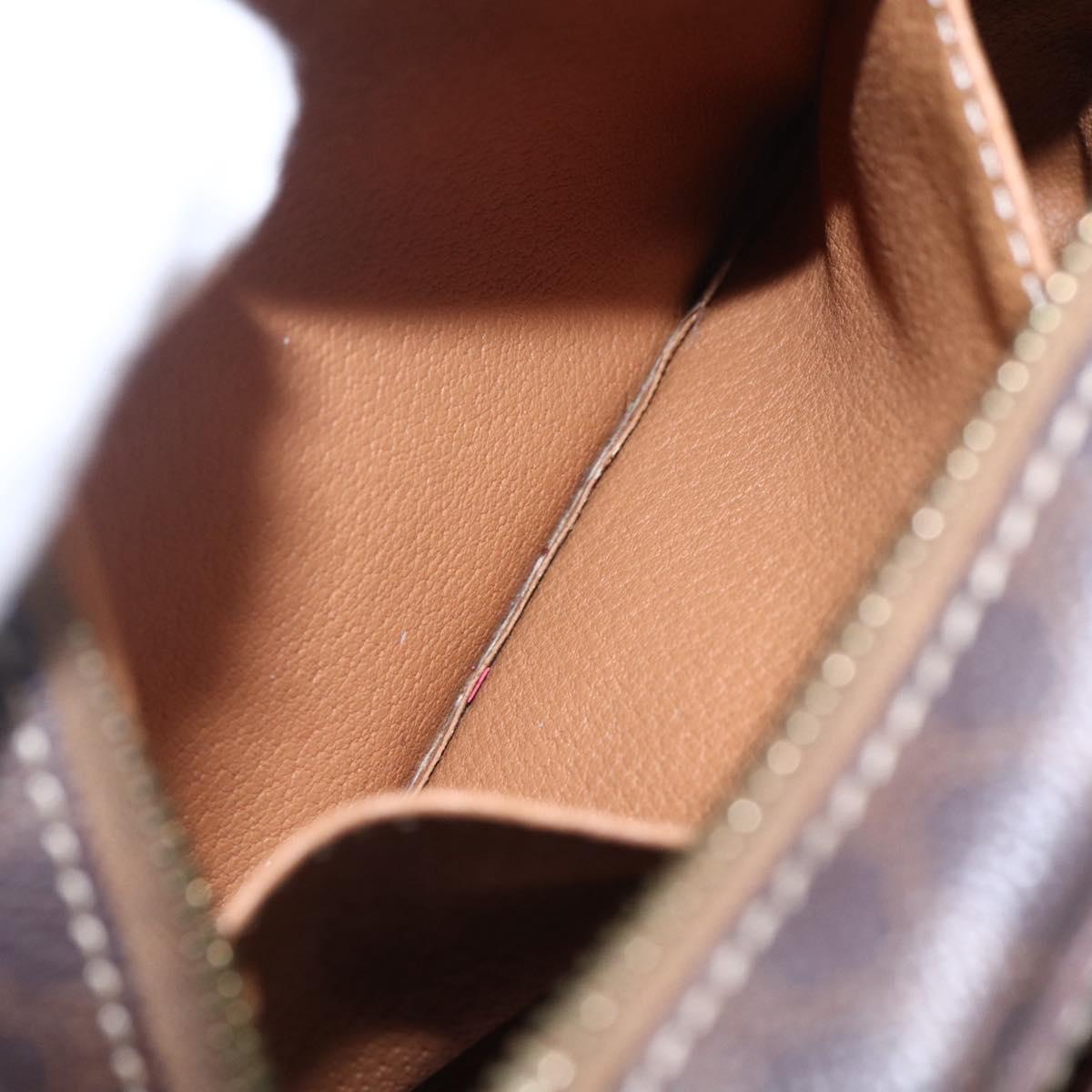 CELINE Macadam Canvas Shoulder Bag PVC Leather Brown Gold Auth ar13775