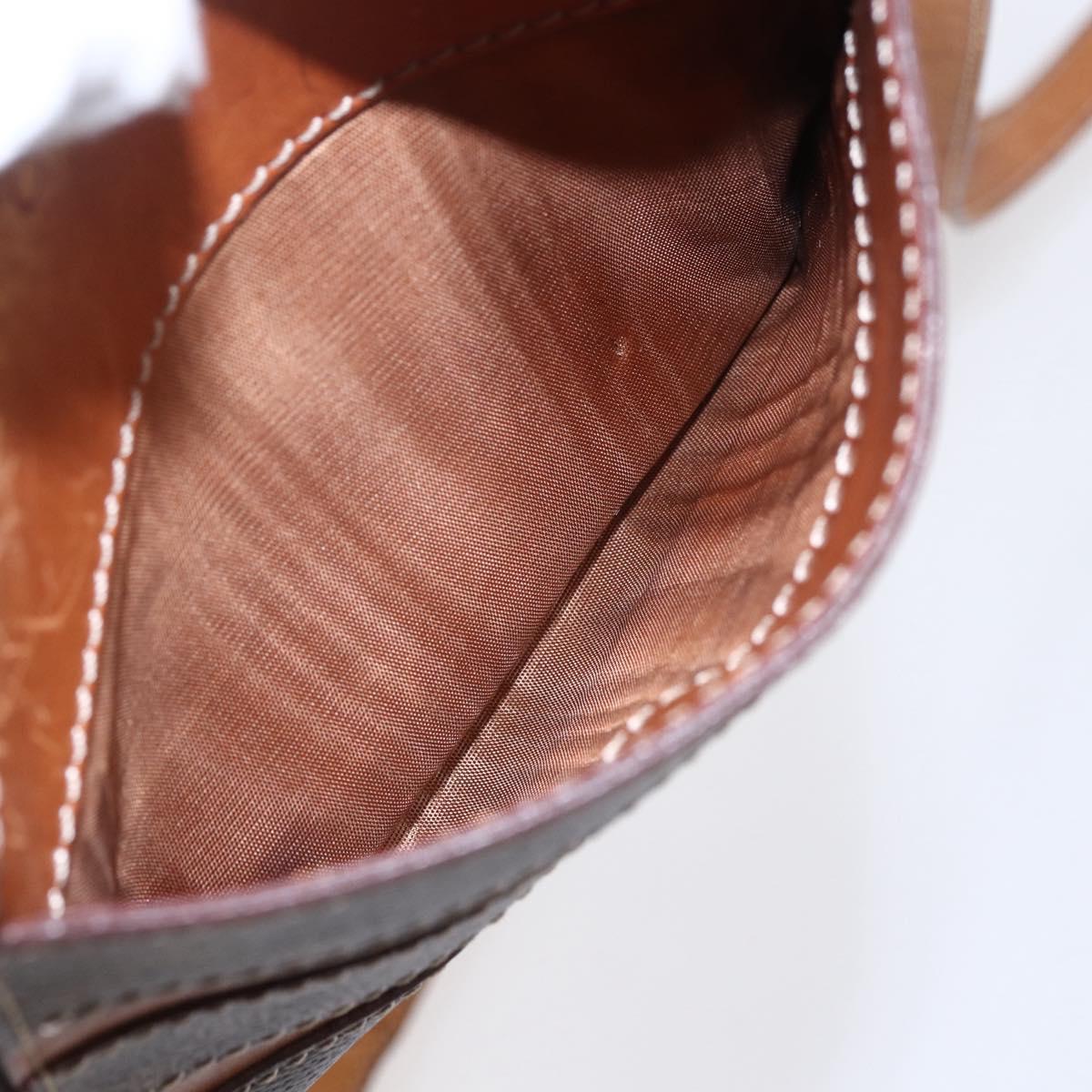 CELINE Macadam Canvas Shoulder Bag PVC Leather Brown Gold Auth ar13775