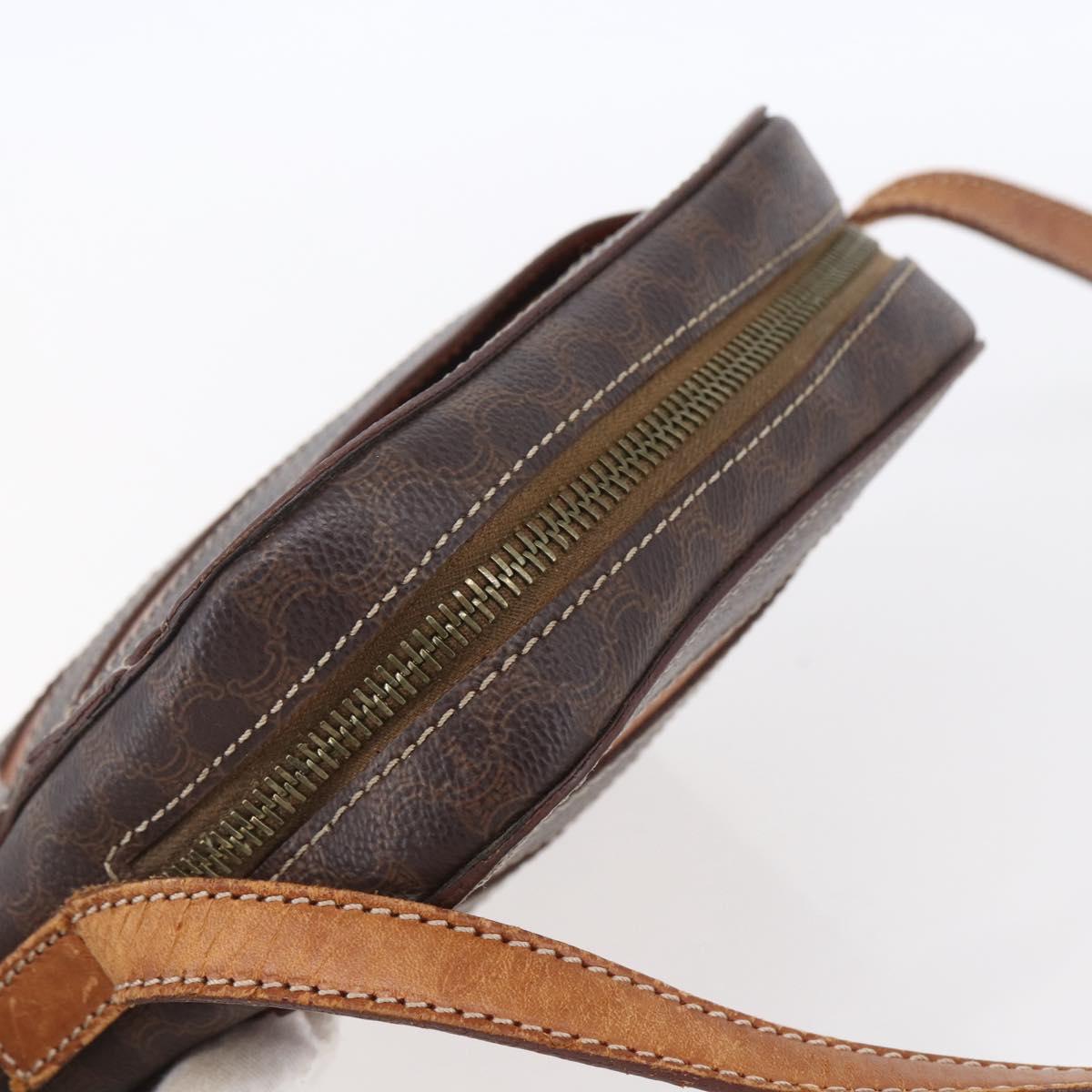 CELINE Macadam Canvas Shoulder Bag PVC Leather Brown Gold Auth ar13775