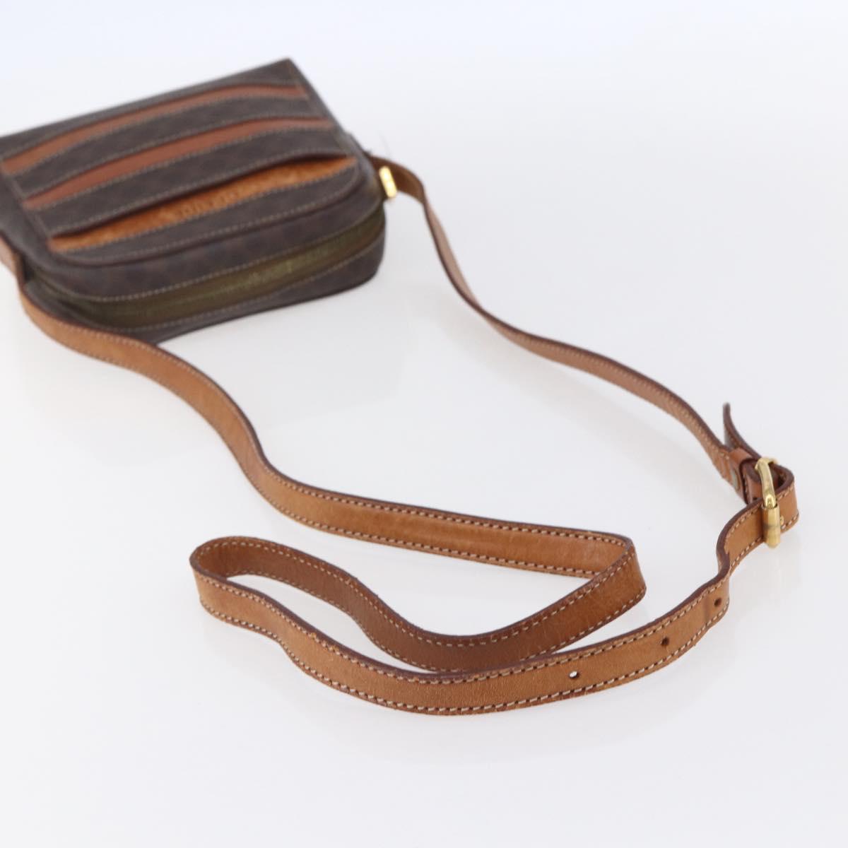 CELINE Macadam Canvas Shoulder Bag PVC Leather Brown Gold Auth ar13775