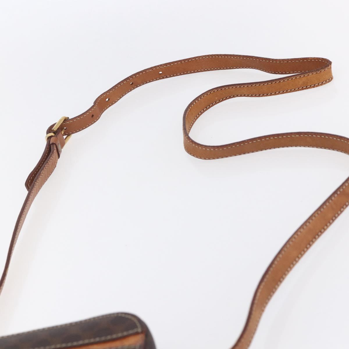 CELINE Macadam Canvas Shoulder Bag PVC Leather Brown Gold Auth ar13775