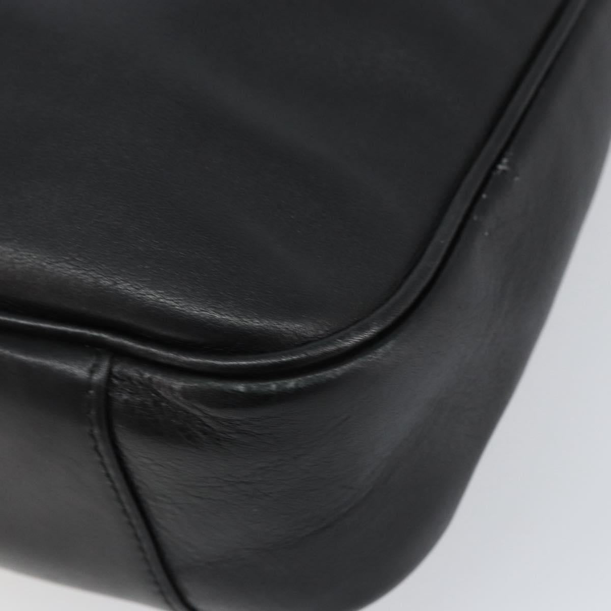 GUCCI Bamboo Shoulder Bag Leather Black Silver 001 1638 Auth ar13776