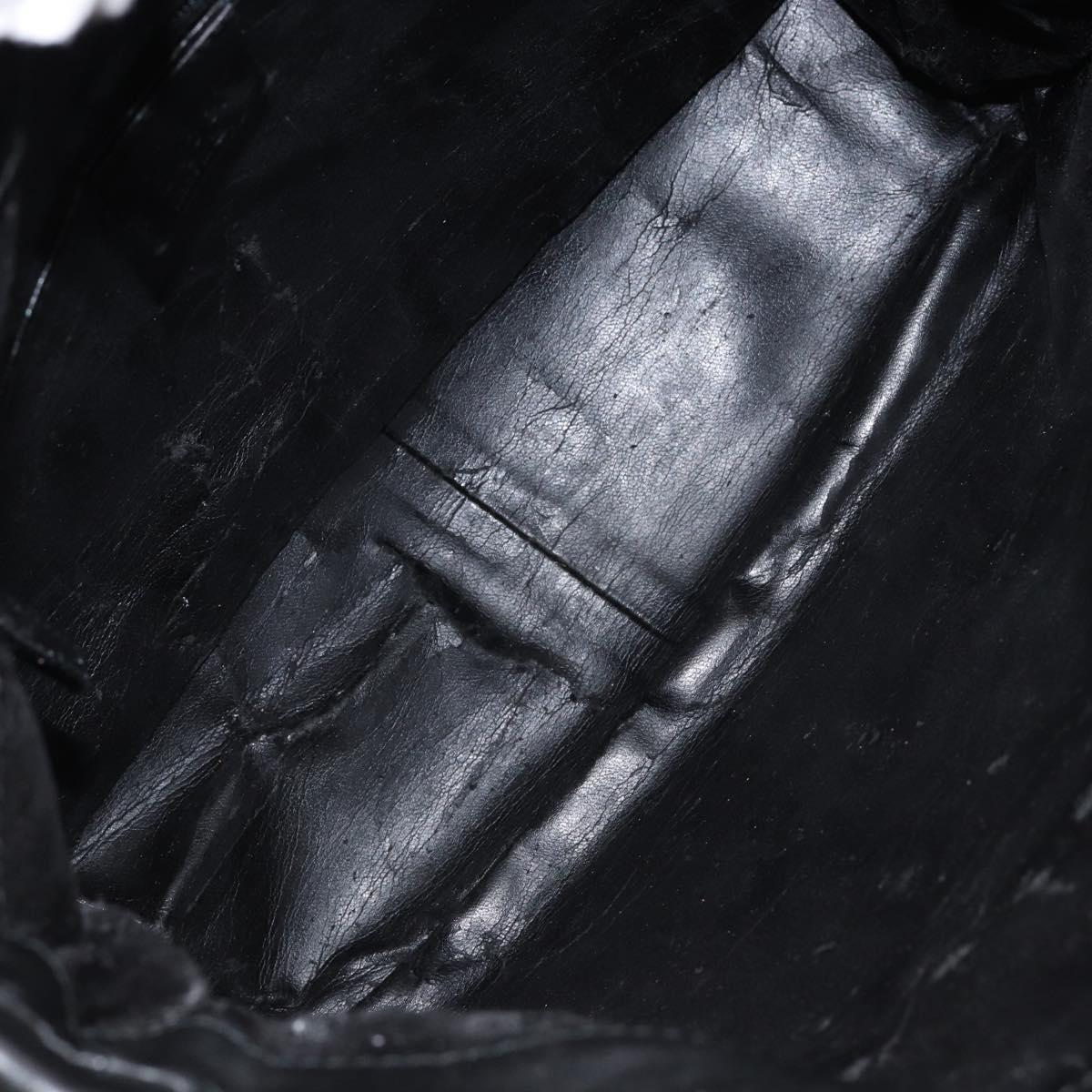 GUCCI Bamboo Shoulder Bag Leather Black Silver 001 1638 Auth ar13776