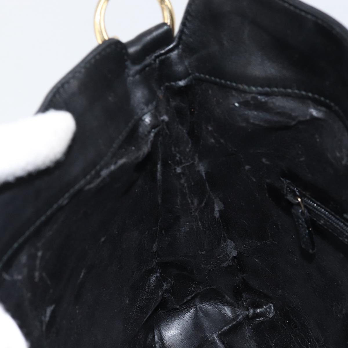 GUCCI Bamboo Shoulder Bag Leather Black Silver 001 1638 Auth ar13776