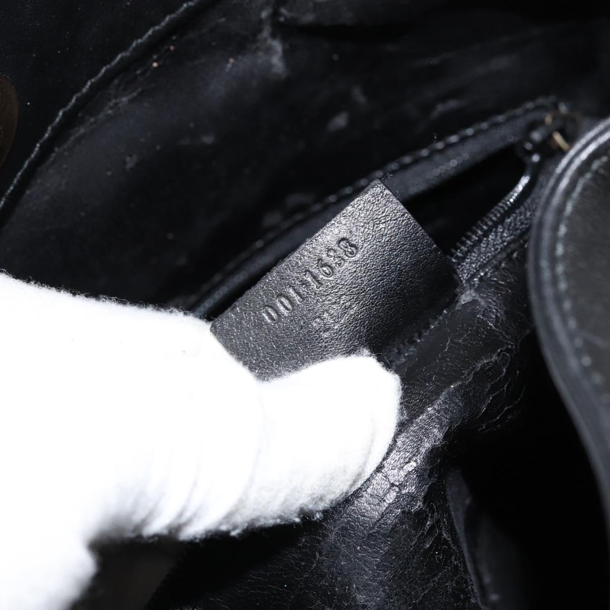 GUCCI Bamboo Shoulder Bag Leather Black Silver 001 1638 Auth ar13776