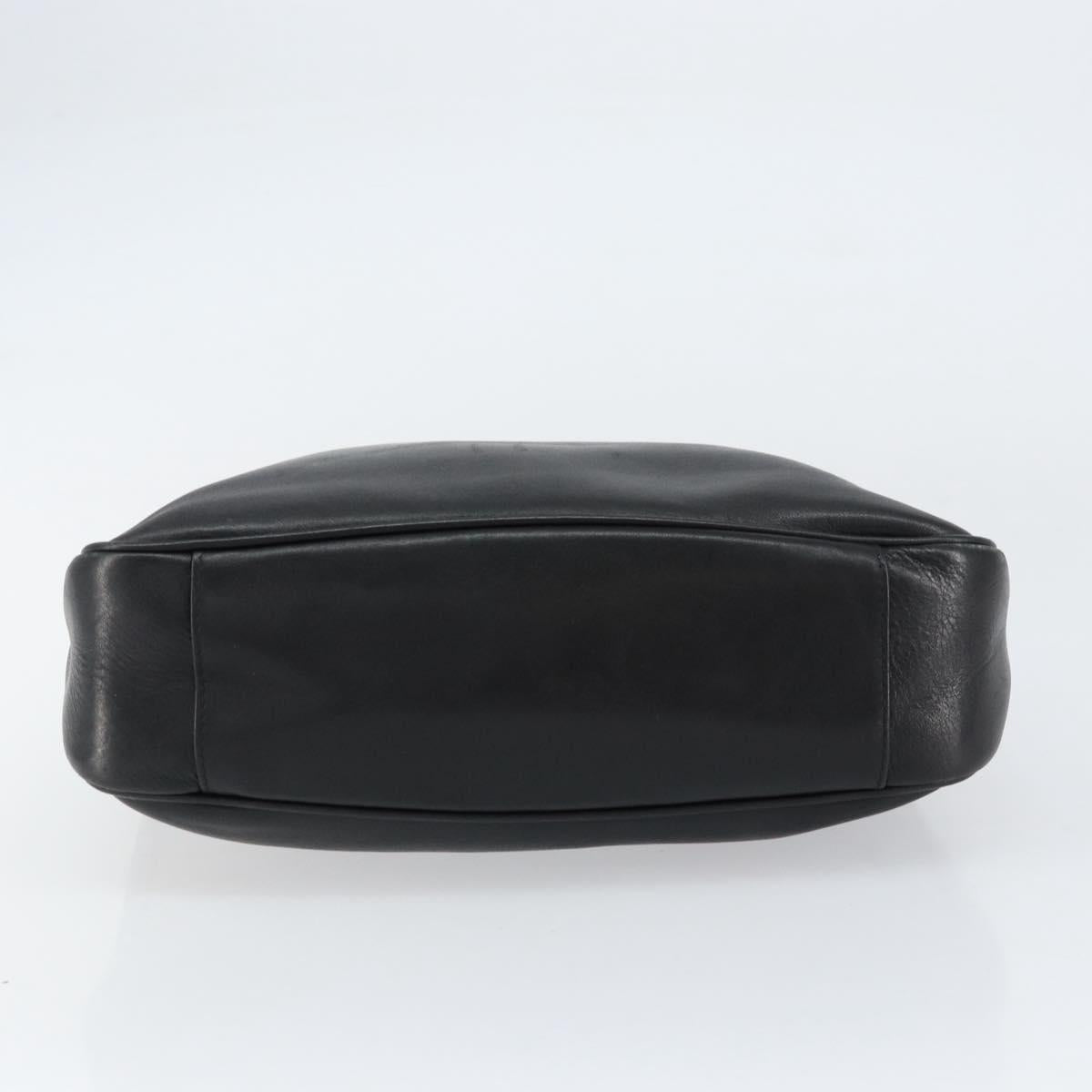 GUCCI Bamboo Shoulder Bag Leather Black Silver 001 1638 Auth ar13776