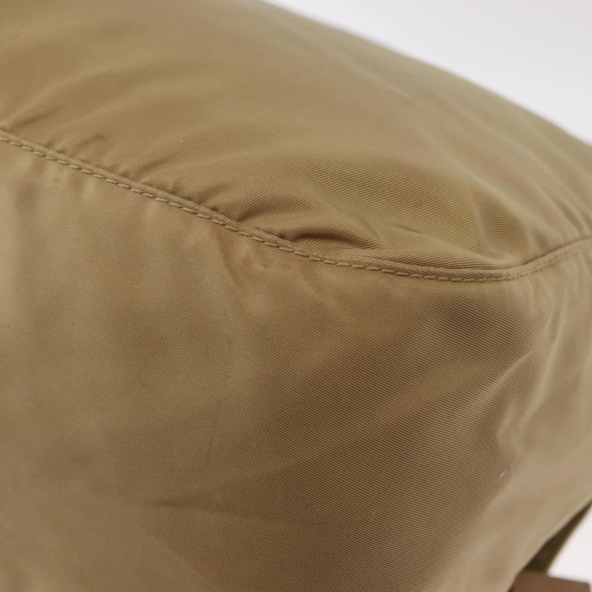 PRADA Shoulder Bag Nylon Beige Silver Auth ar13777